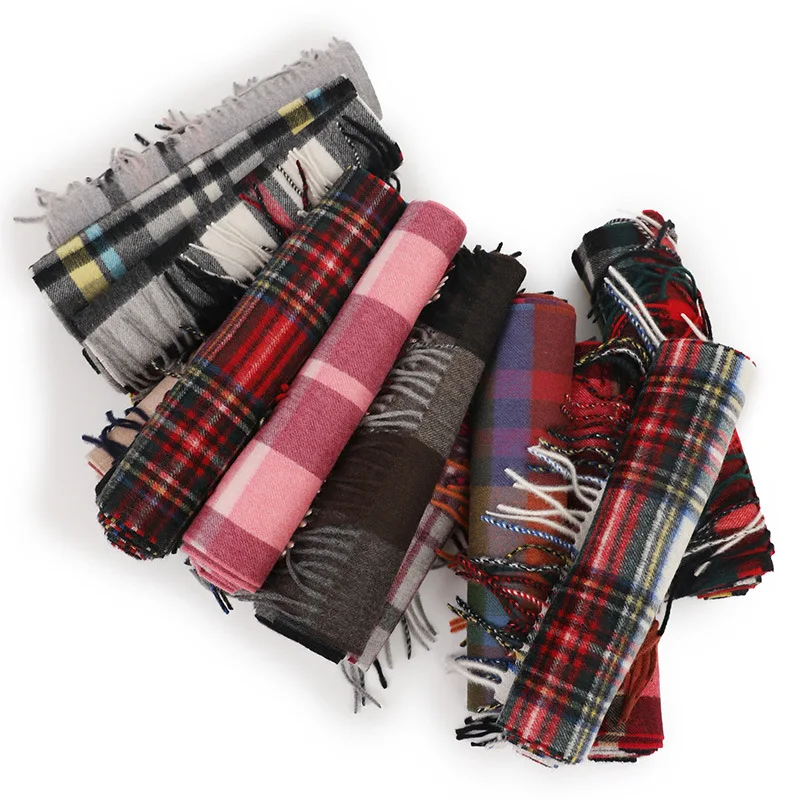 

New 100% Cashmere Scarf Women Men Fashion Thick Natural Fabric Extra Soft&Warm High Quality Plaid Scarves