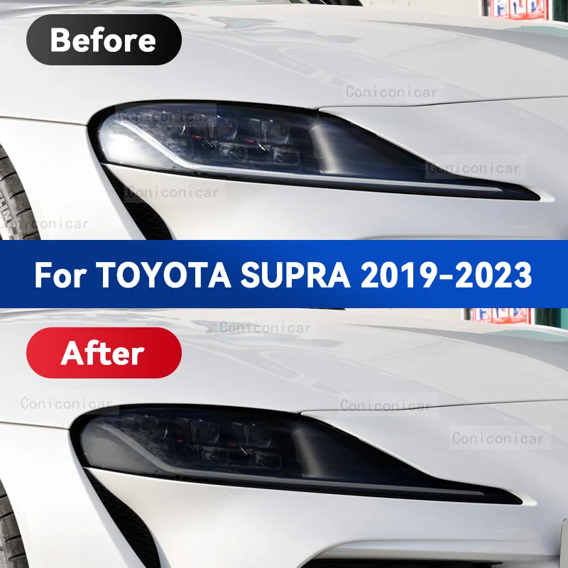 For TOYOTA SUPRA 2019-2023 2022  Car Headlight Black TPU Protective Film Front Light Tint Change Color Sticker Accessories