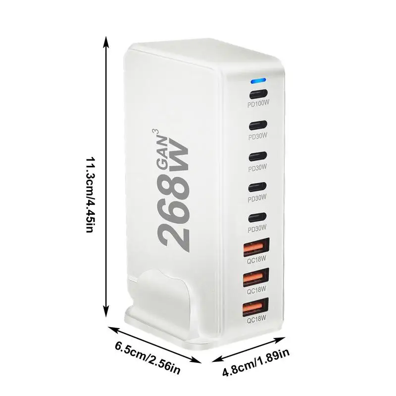 PD Charger 8-Port Multiple Port Pd Charging Station Multi USB C Charger For Travel Home Office