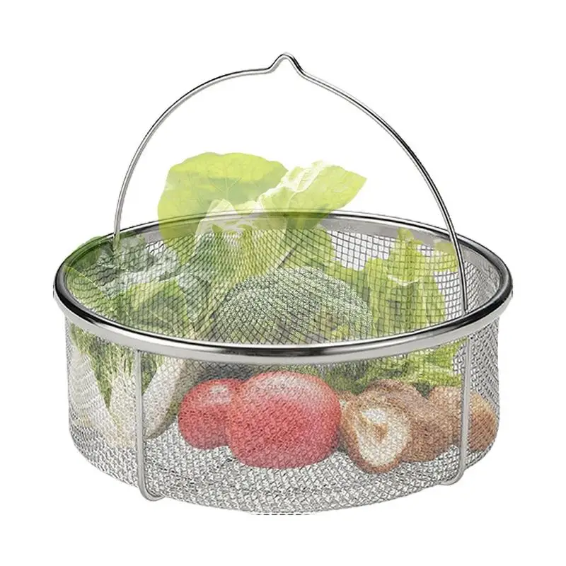 Stainless Steel Steamer Basket Stainless Steel Foldable Steaming Basket With Handle Large Capacity Rustproof Strainer Basket