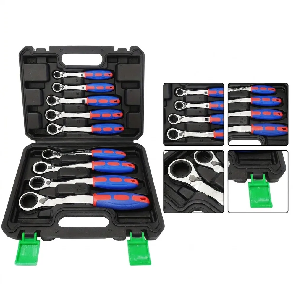 9 Piece Dual Drive Reversible Ratchet Wrench Set 72 Tooth For Cr-V Steel For Automotive And Household Repair Hand Tool Kit With