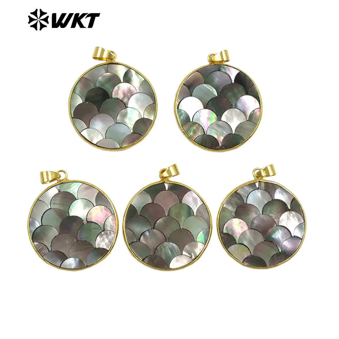 

WT-JP405 Wholesale Popular Light Luxury Grey Shell Pendant With Real Gold Plated For Women Dress Matching ACC