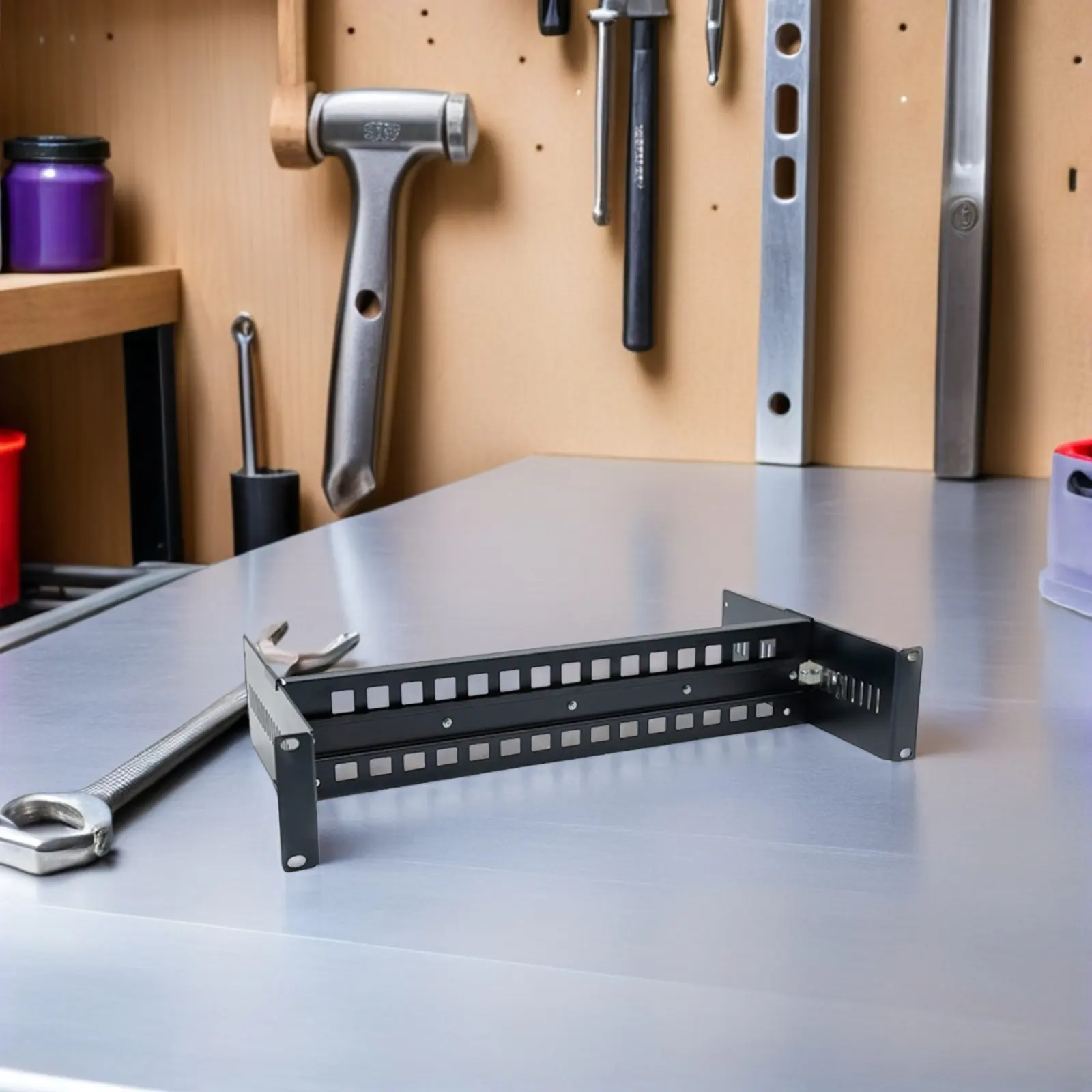 Rack Mount Din Rail Bracket 19 Inch Adjustable Depth 2U Aluminum Alloy for Industrial Network Converter Power