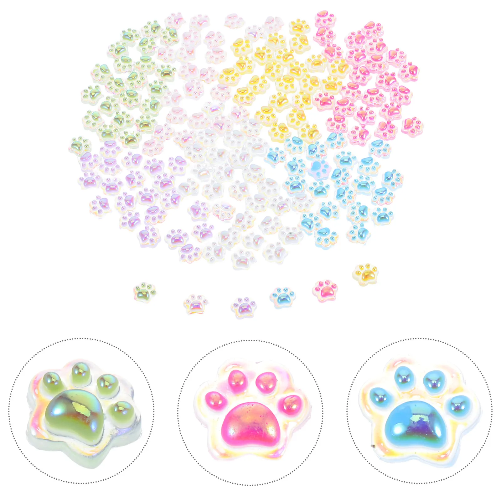 

140Pcs Mini Resin Cat Paw Decorations Glow Animal Paw Sculptures Fairy Garden DIY Craft Ornaments Resin Cat's Claw