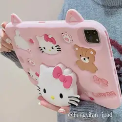 Funda Kawaii Sanrio Hello Kitty para IPad, bonita carcasa de Gel de sílice con dibujos animados, antiflexión, soporte perezoso, Air4, 5, Mini6, 10,2 pulgadas, regalos para niñas