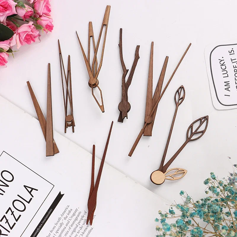 Solid Wood DIY Wall Clock Hands Repair Parts Tools Home Decor Walnut Wood Quartz Clock Pointers Suitable for 12 14 inch Clocks