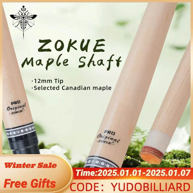 ZOKUE Carom Stick wooden single shaft with 12mm tip North American Hard Maple 71 cm length  for 3 Cushion Professional Carom cue