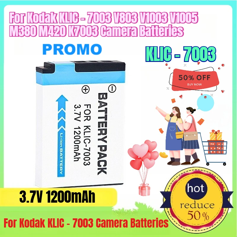 

3.7V 1200mAh for Kodak KLIC - 7003 V803 V1003 V1005 M380 M420 K7003 Camera Batteries