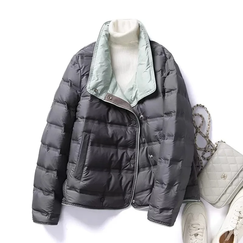 Women Fashion Short Down Jacket New Autumn Winter 90% White Duck Korean Casual Ultra Lightweight Female Coat