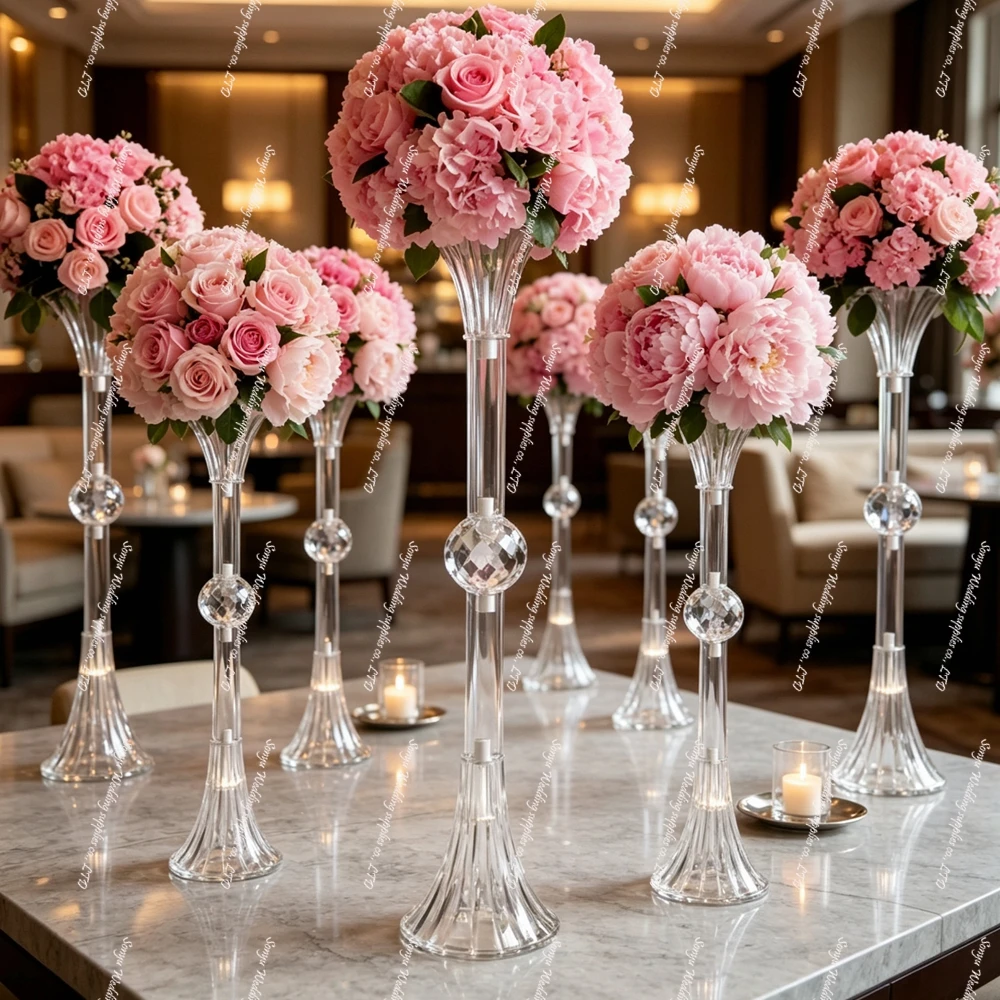 10pcs)50-100cm)Wedding Venue Decoration Props Crystal acrylic Aisle Runner Catwalk Decor Flower Stand acrylic Aisle Center piece
