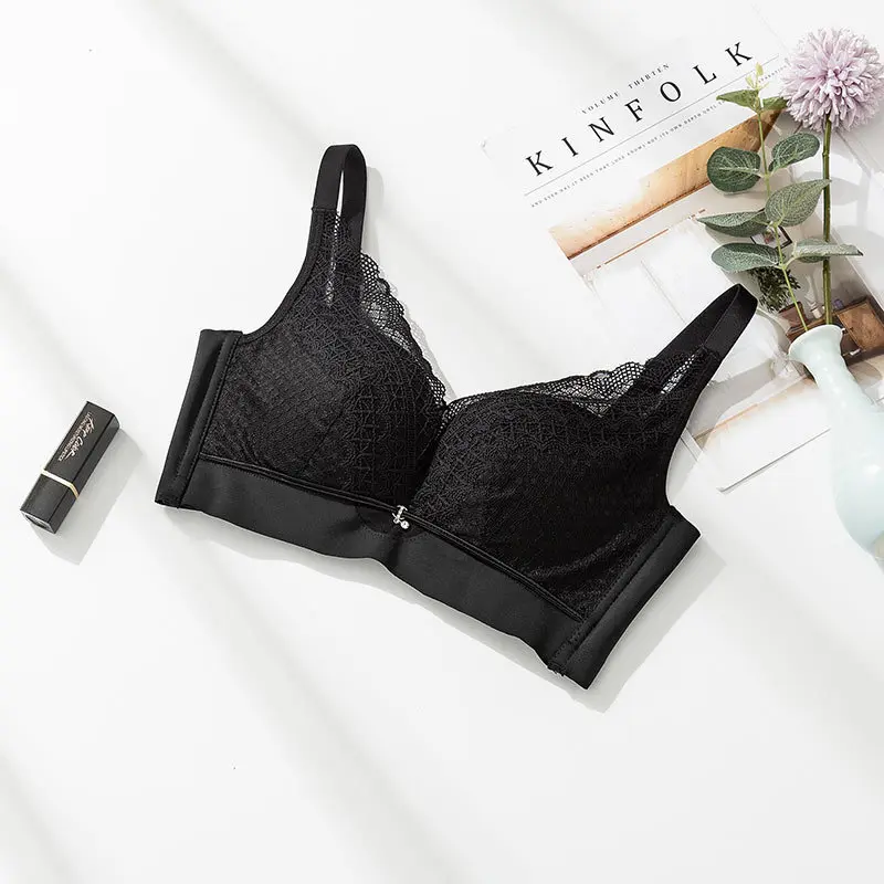 New silk bra with lace thin design sexy gathering underwear side adjustable mulberry silk underwear