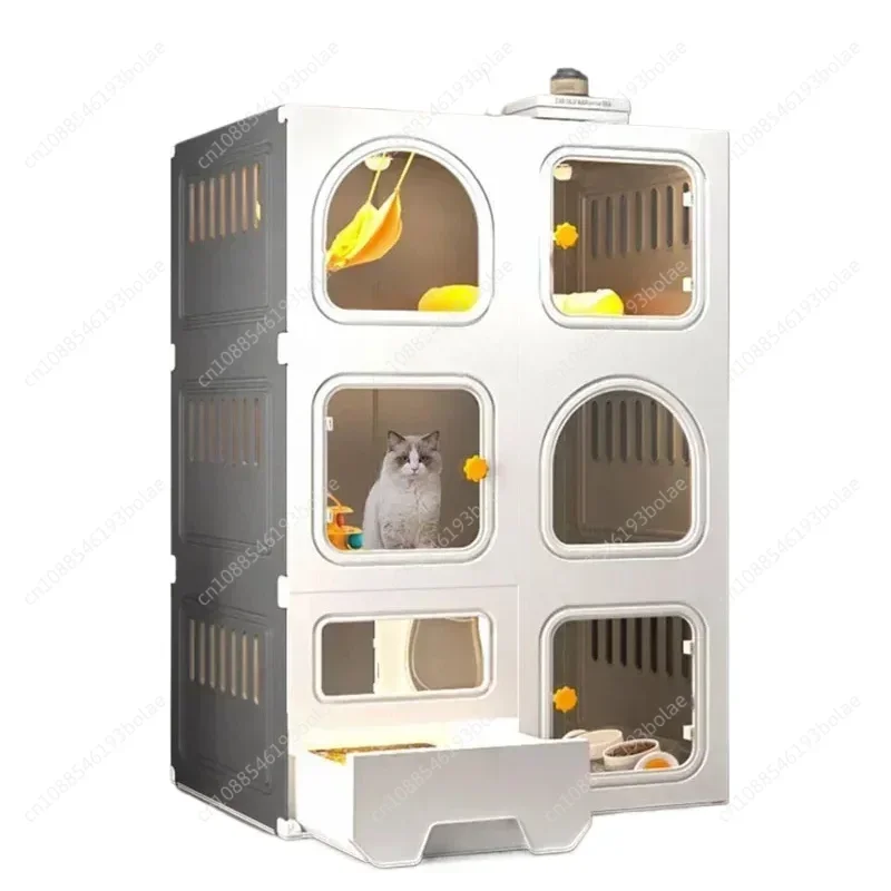 Transparent Cats Cages Indoor Multi-storey Pet Villa  Litter One Super Large SpaceCage House with Pulley Pet Product A