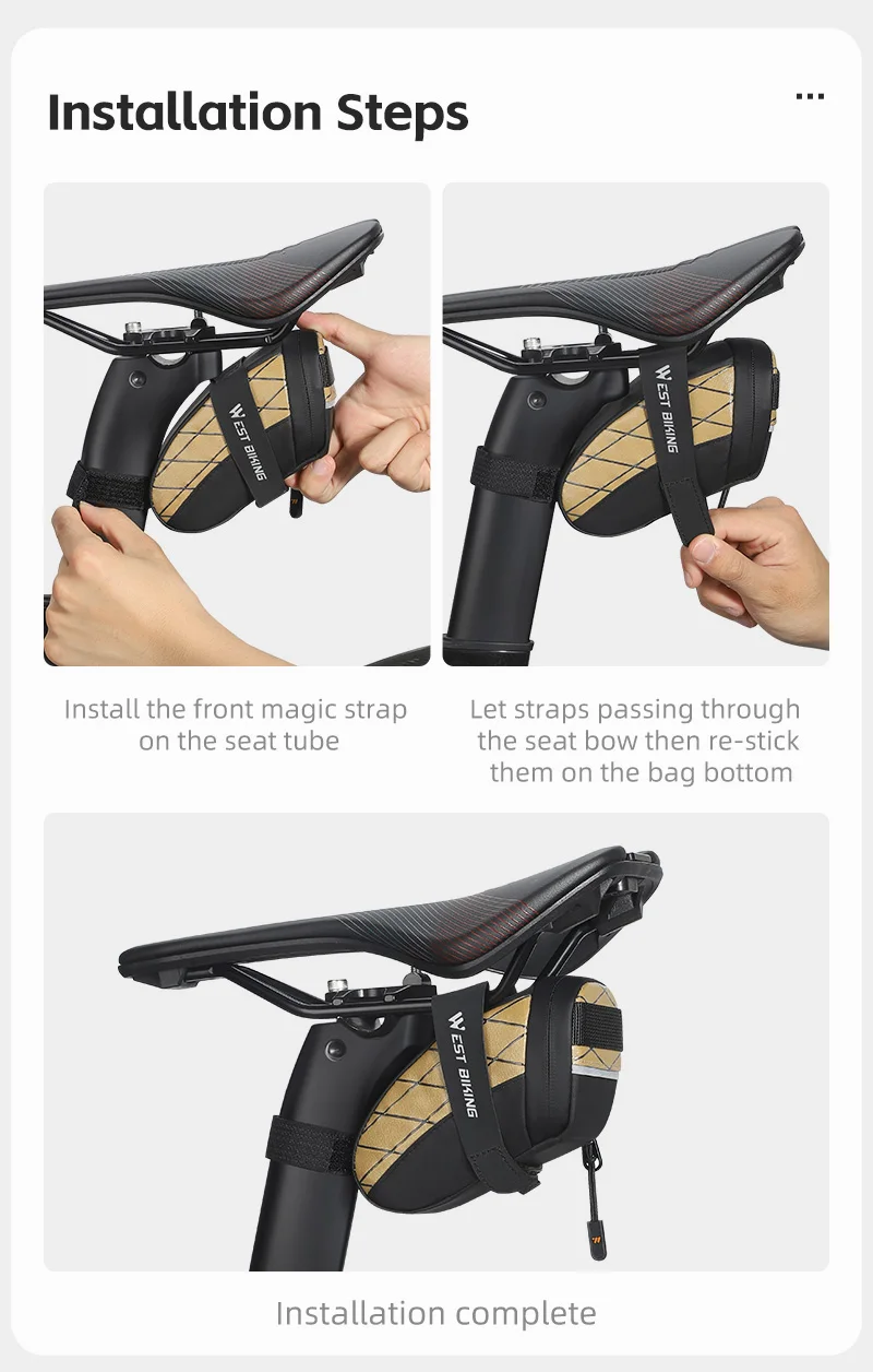 WEST BIKING Mini-Fahrradsatteltasche 0,3L Wasserdichte Fahrradtasche für Tägliche Werkzeugaufbewahrung Fahrrad-Zubehör – Detail 12
