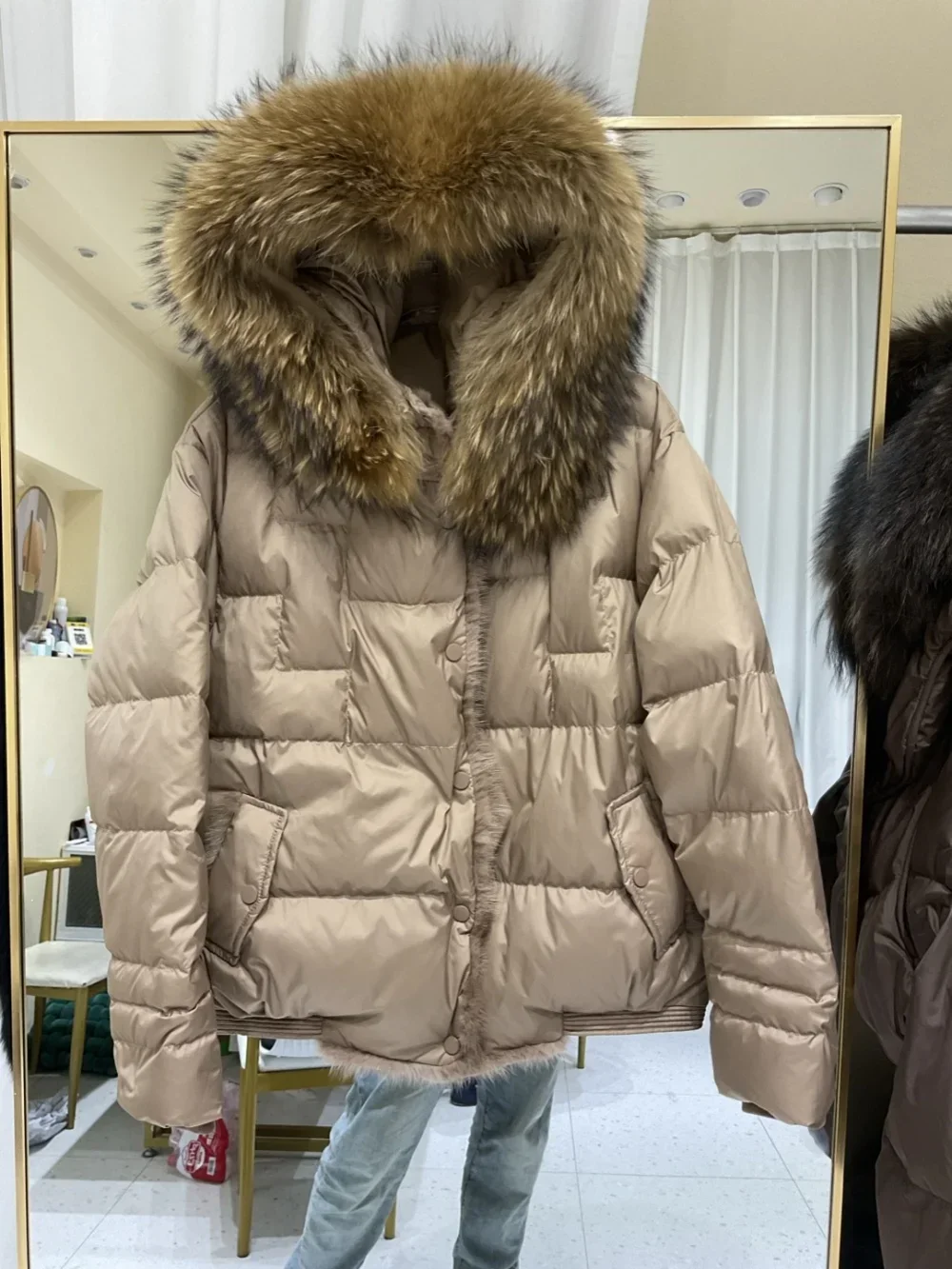 White Duck Down Jacket Hooded New European Fashion Real Fox Fur Coat for Women Autumn Natural Mink Fur Outwear 2024 Winter