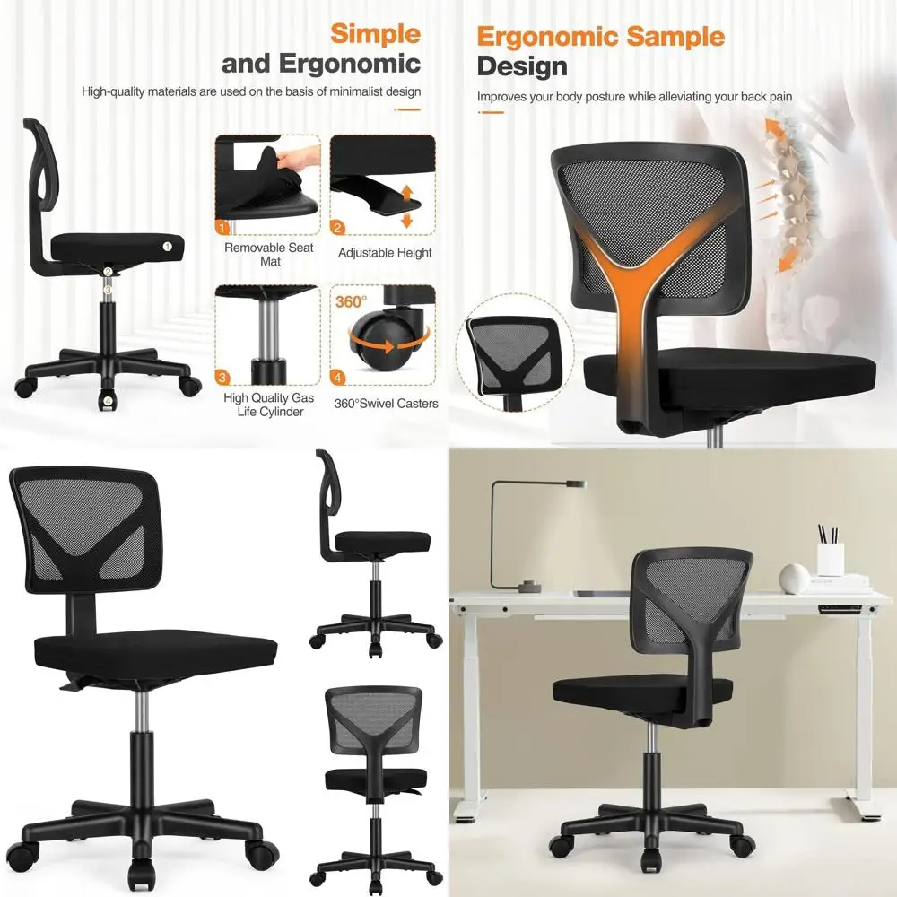 

Ergonomic Low-Back Mesh Swivel Office Chair with Wheels, Comfortable Seat and Lumbar Support for Home, Study, Adults - Classic B