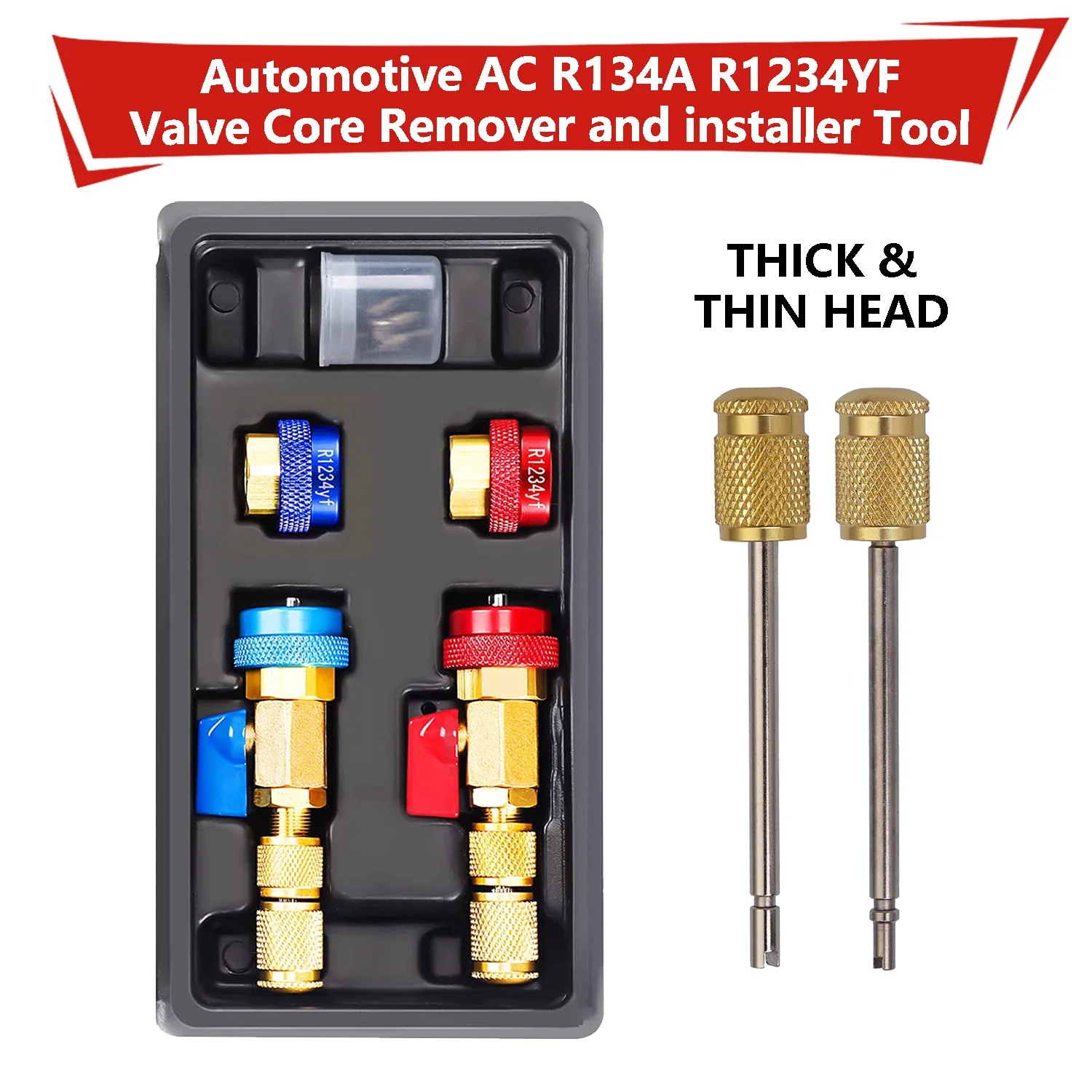 Automotive AC R134a R1234yf Valve Core Remover Installer Tool Set Air Condithoning Valve Core Remover Tool
