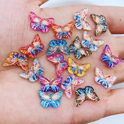 40 Pcs Resin Cute Cartoon Mini Colorful Beautiful Butterfly Flat Back Rhinestone Appliques DIY Wedding Scrapbook Craft F29