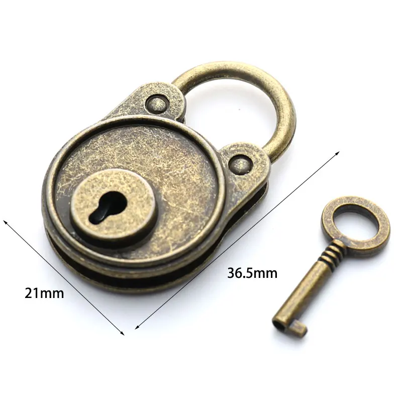 Hot Chinese Vintage Padlock Old Style Lock Notebook Luggage Belt Antique Bronze Plated Padlock With Key Suitcase Locks Hardware