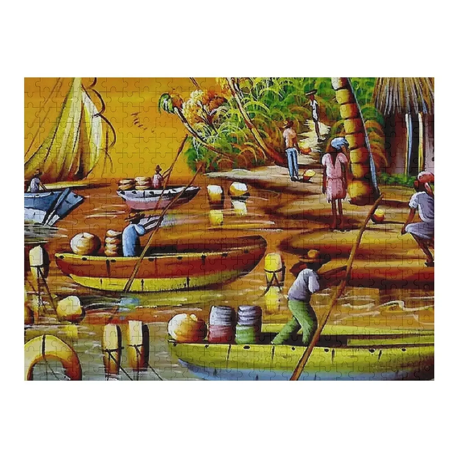 

HAITI: винтажные рабочие лодки, рекламный постер для путешествий и туризма, головоломка с персонализированным именем