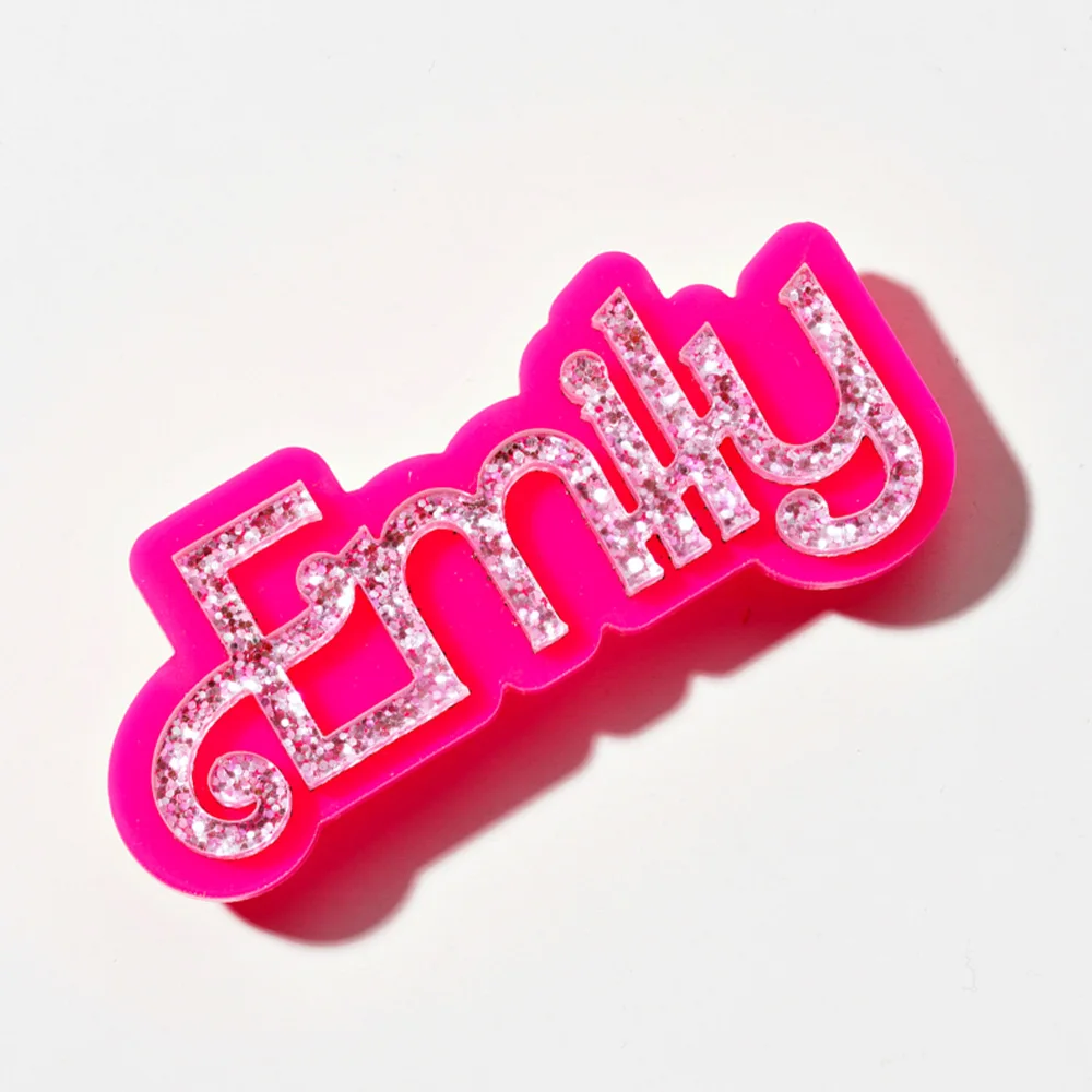 1 pieza de dijes de zapatos con nombre personalizado |   Dijes recortados con texto personalizado |   Accesorios para zuecos acrílicos multicolores