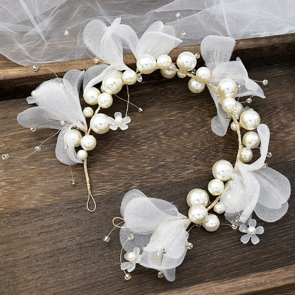 

Pearl Headb Wedding Hair Accessories Elegant Bridal Headpiece White Decorations for Brides Lightweight Comfortable Party Prom
