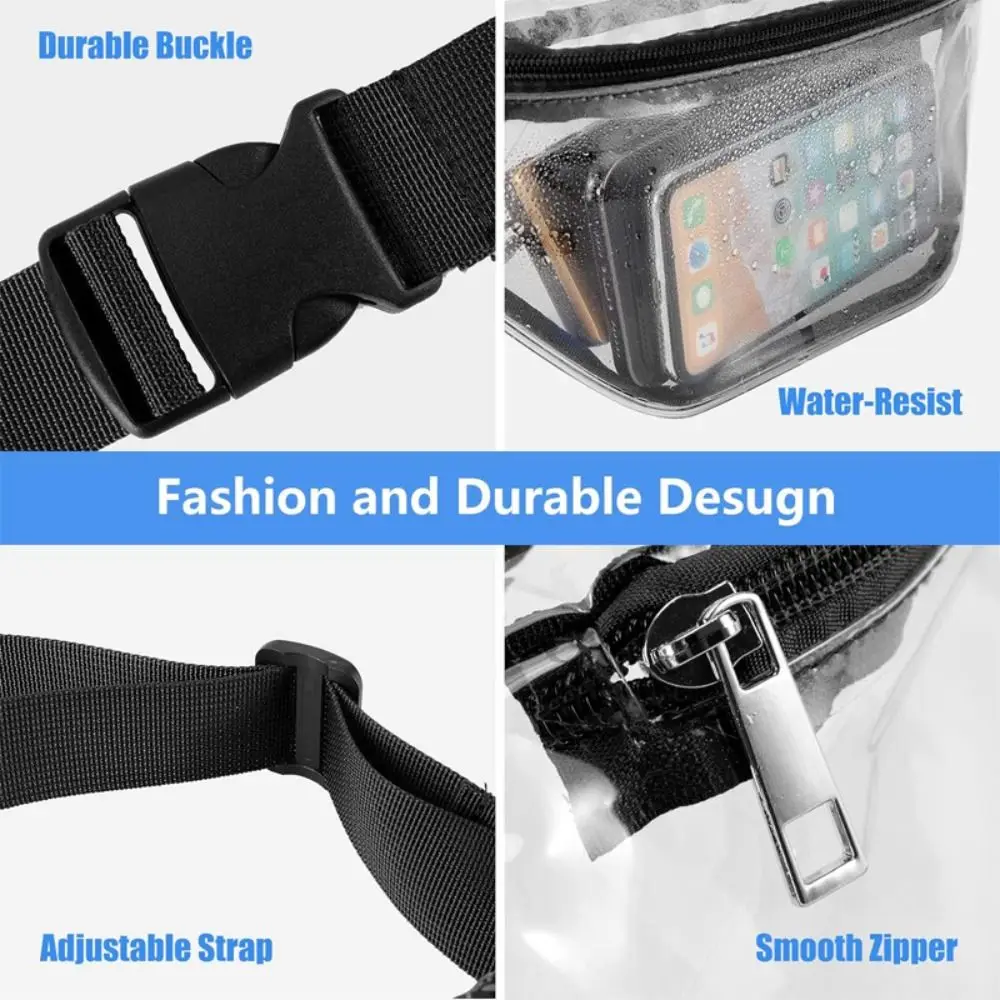 Fashion Waterproof Waist Pack Transparent PVC Waterproof Phone Pouch Waist Strap Fanny Pack Bag Floating Women Men for Swimming