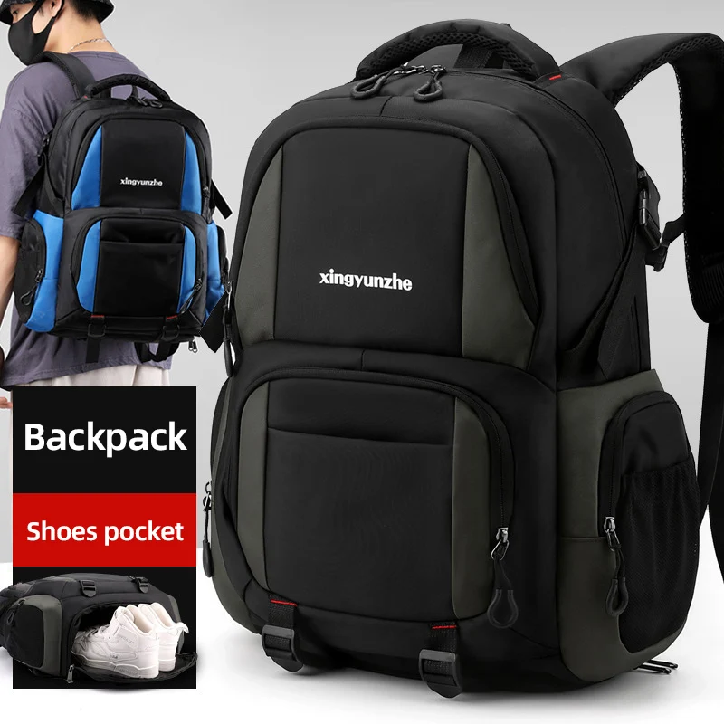 Waterproof Men Backpack Outdoor Mountaineering Hiking Camping Cycling Leisure Travel Rucksack with Independent Shoe Compartment