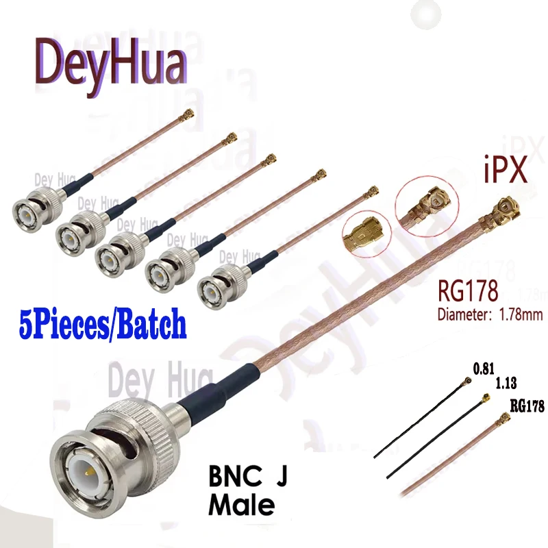 

5PCS BNC Male to ufl IPX IPEX1 IPEX4 RF coaxial RG178 1.13 0.81 RF BNCJ jumper pigtail cable