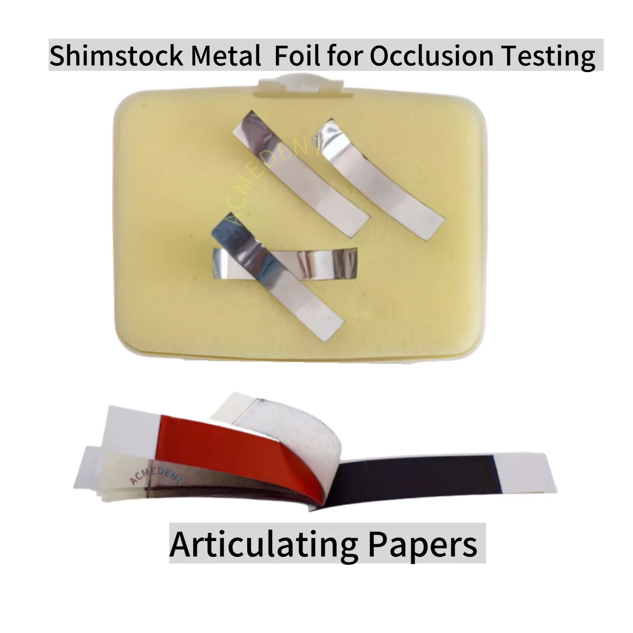 

Pre-Cut Shimstock Occlusion Foil Dental Metallic Articulating Film Strips Papers Occlusion Testing