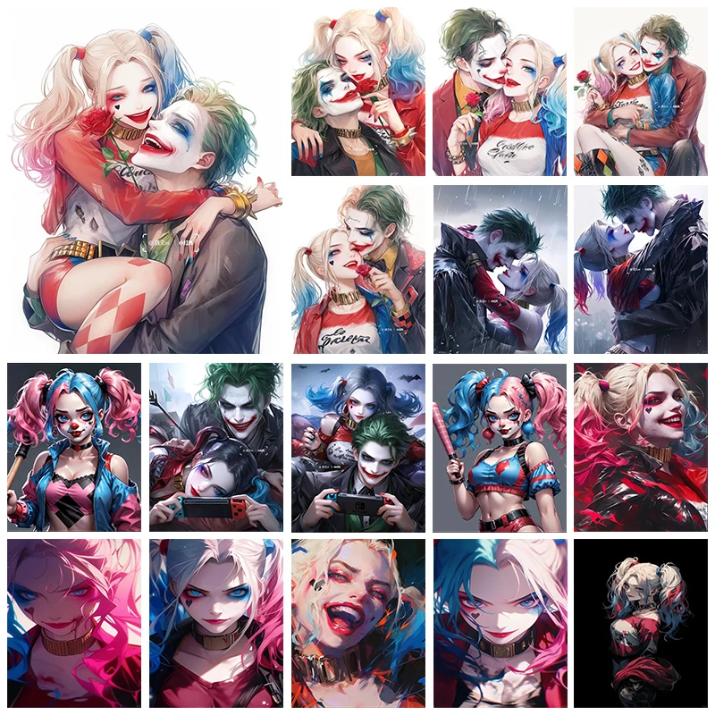 Zipper Bag 5D DIY DC Comic Diamond Drawing Kit Harley Quinn Paste Diamond Embroidery Clown Clown Female Art Children's Gift