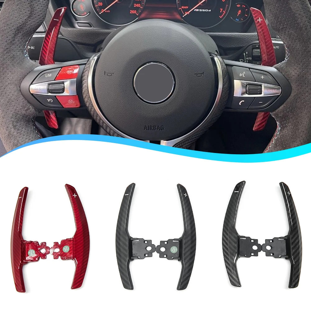 Carbon Fiber Car Interior Steering Wheel Paddle Shifter Extension Cover Trim For BMW 6 7 Series F01 F02 F06 F12 F13 2013-2016