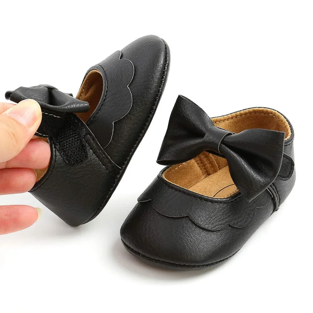 2024 Baby Girls Mary Jane Flats with Bowknot Bow knot Non-Slip Toddler First Walkers Princess Dress Shoes