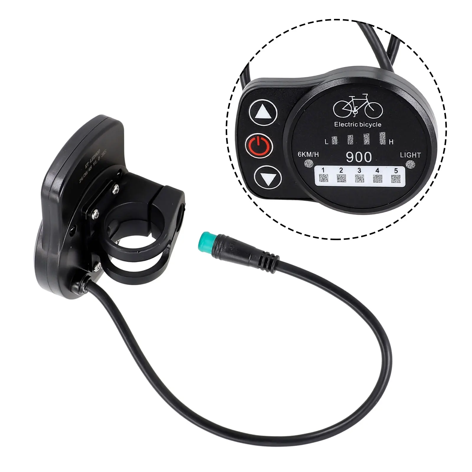 

KTLED900 Pedelec Встроенный компьютерный спидометр Дисплей с диаметром руля 22 2 мм Сердечник провода Технические характеристики 5 контактов