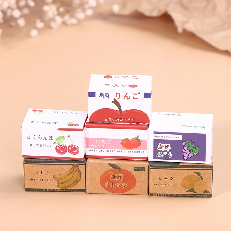 Hot Sale 1/12 Dollhouse Paper Boxes Model Dolls House Mini Simulation Fruit Box Dollhouse Decoration Scene Toys Accessories
