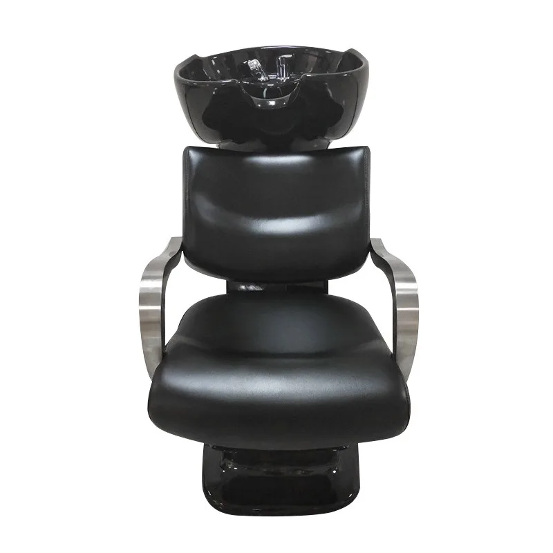 Beauty Salon Shampoo Bed, Hair Salon Flushing Shampoo Bowl, Sitting Comfortable Shampoo Chair Salon Furniture Stainless Steel