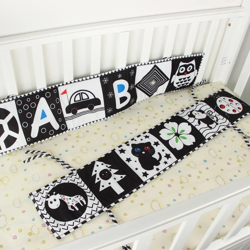 Babyboek Zwart-wit Boeken Voor Pasgeboren Baby's Bed Wieg Bumper Zintuiglijke Doek Boek Montessori Hoog Contrast Baby Speelgoed 0-12 M