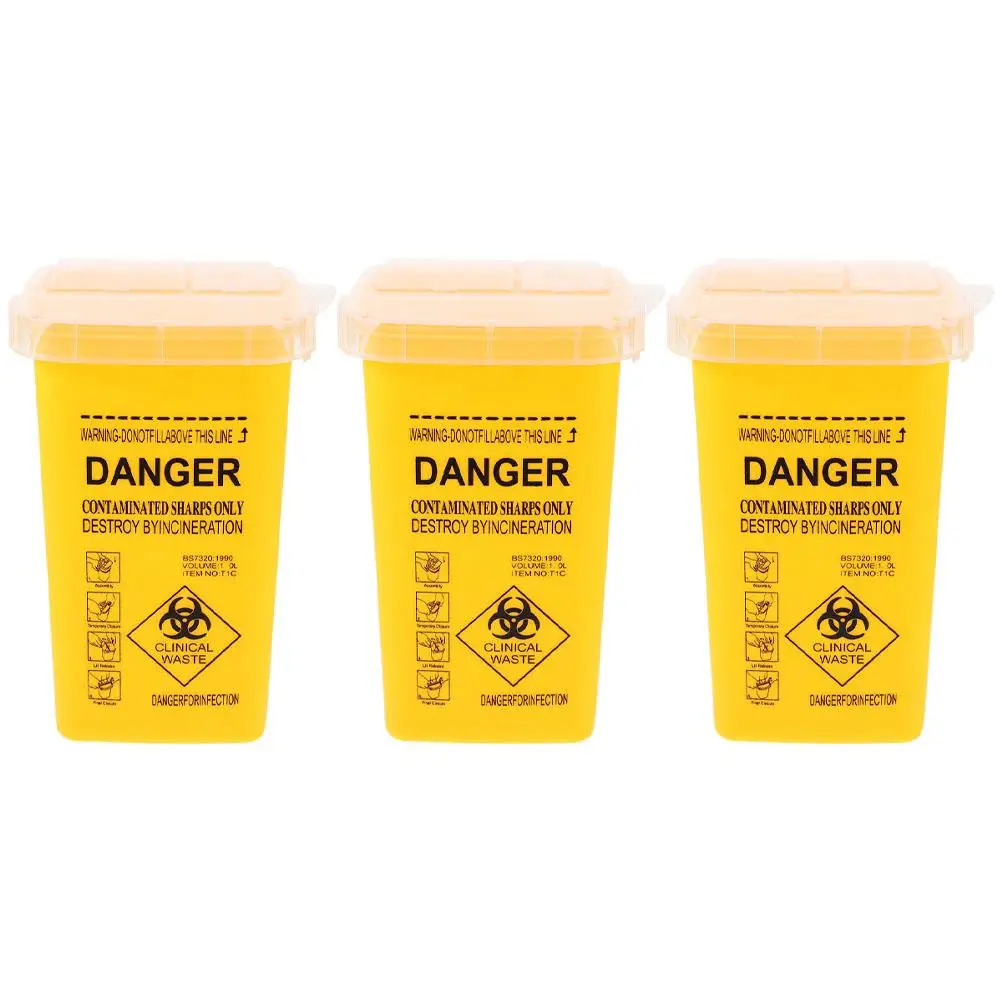 

3pcs Waste Needle Recycling Bin Container Disposal Razor Portable Travel Safety Secure Lid Hospital Lab Use Storage