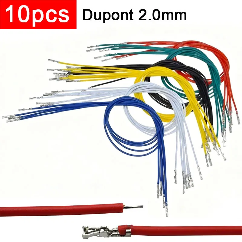 

10pcs/lot Dupont 2.0mm Single Tinned Double Terminal Colorful Electronic Connection Wire 26AWG To Female 10cm 20cm 30cm 150mm