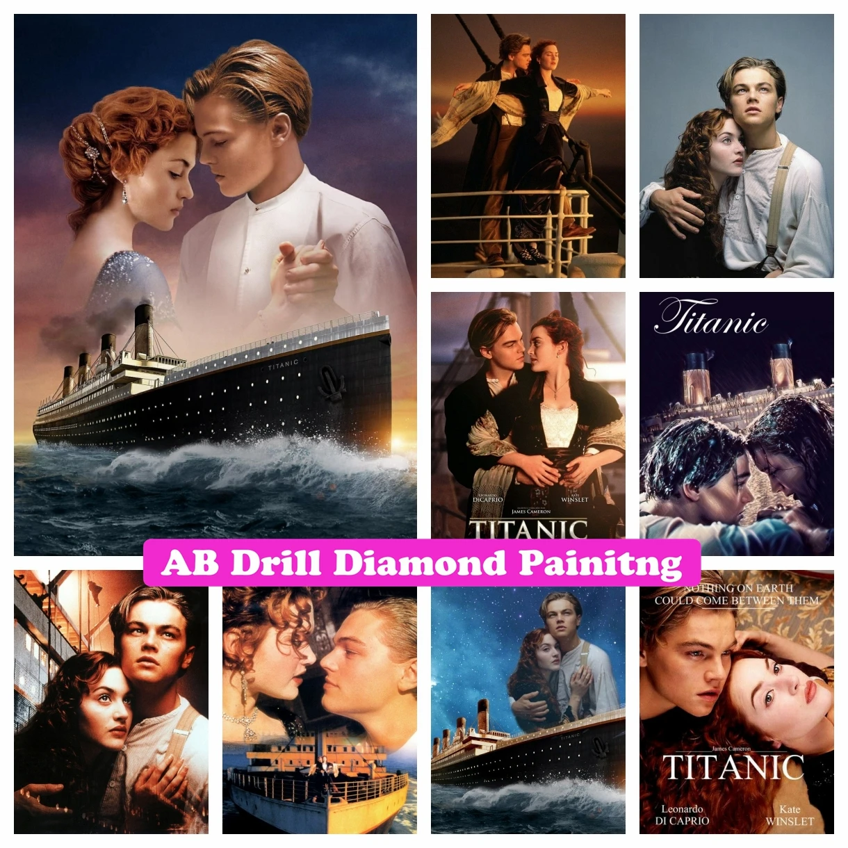 

AB Drills Diamond Painting Titanic Romantic Love Story 5D DIY Cross Stitch Kits Movie Mosaic Rhinestones Embroidery Home Decor