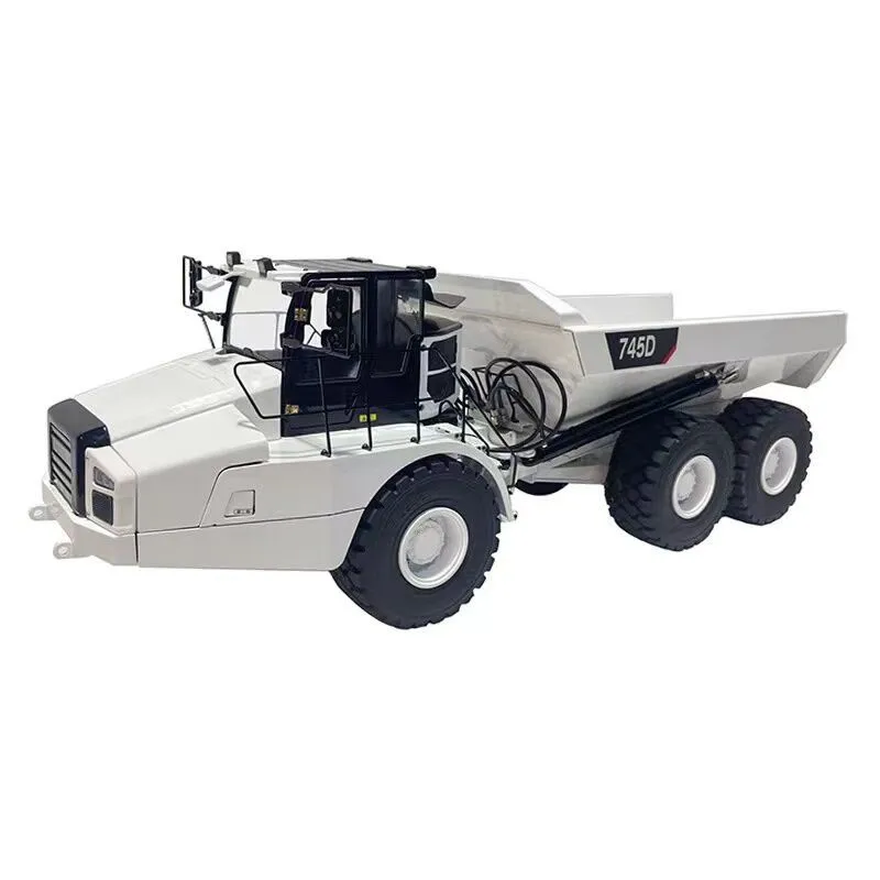 DIM 745D 1/14 Metaal 6x6 RC Hydraulisch Gelede Geschilderd Wit Gemonteerd Vrachtwagen K745 Pomp Klaar om te rennen Model Speelgoed THZH1302