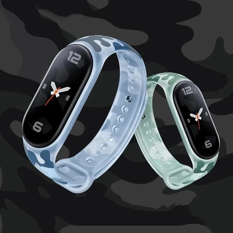 Xiaomi Mi バンド 3 4 5 6 7 透明迷彩シリコン時計バンドストラップ