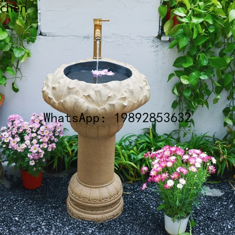 AA Outdoor Wash Basin Balcony Floor-Standing Integrated  Wash Basin Courtyard Washstand Basin