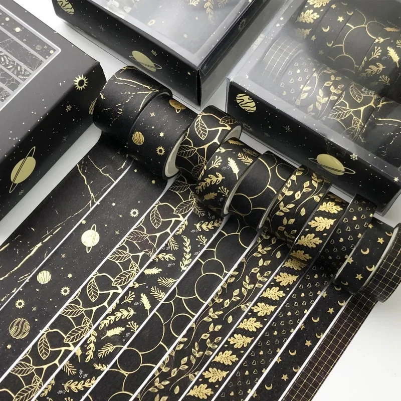 Gift 10 pieces hot stamping combination hand ledger tape creative washi tape DIY decorative hand ledger tape set 3 meters view 4