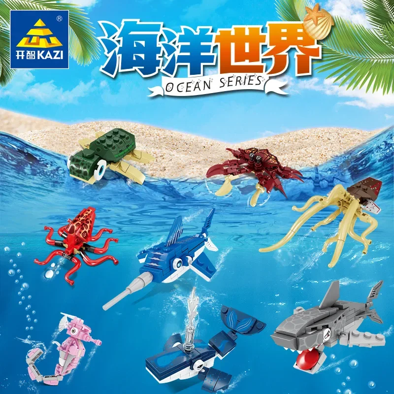 

Kaizhi 80043 Sea World juguete de bloques de construcción caja pequeña criaturas subacuáticas educativas para niños