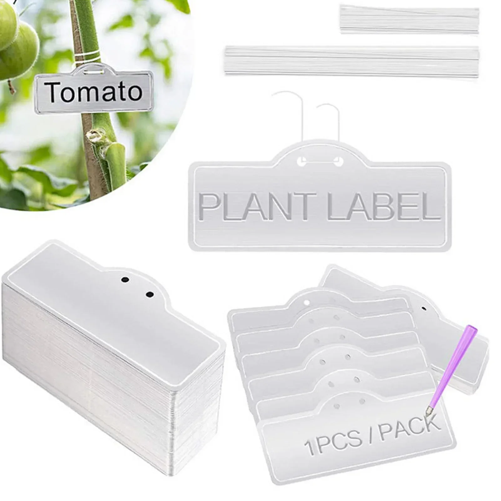100pcs Aluminum Plant Signs Tags with Twist Ties Waterproof Gardening Horticultural Plant Tag For Flower Landscape Designer