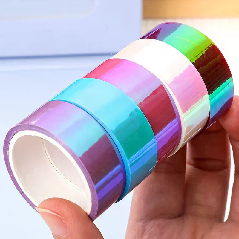 500cm Holographic RG Prismatic Glitter Tape Hoops Stick Rhythmic Gymnastics Ring Decoration Fitness Equipment DIY Scrapbooking
