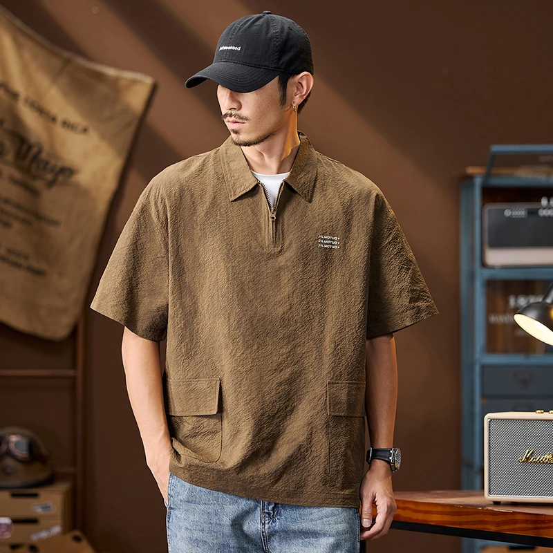 

Summer Lightweight Thin Quick Dry Pullover Cargo Shirts Men Fashion Outdoor Loose Casual Short Sleeve Shirts Tops