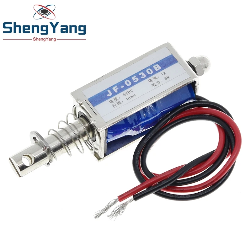 TZT JF-0530B تيار مستمر 6 فولت 12 فولت 24 فولت دفع وسحب نوع gangbei-0530B إطار مفتوح مغناطيس كهربائي قوة حفظ 5N السفر 10 مللي متر الملف اللولبي الخطي