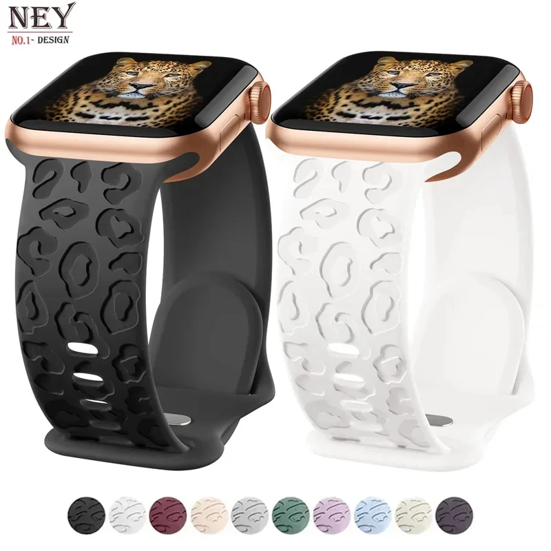 Engraved Strap For Apple Watch Band 45mm-40mm 49mm 44 mm 44mm-42mm 41mm Silicone Correa Bracelet Series 8/9/6/5/4/3/7/SE Ultra 2