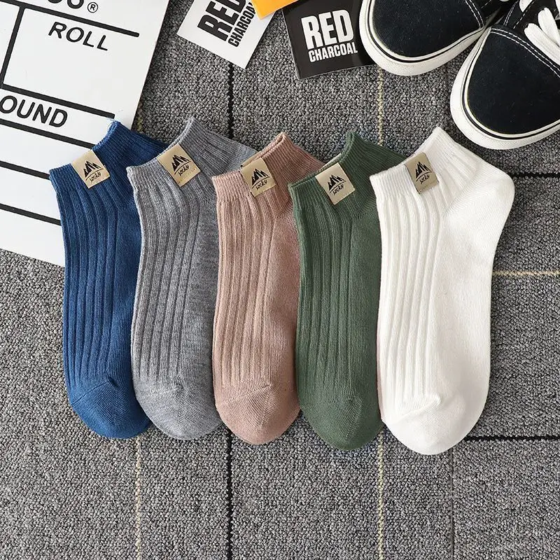 5/10 Pairs Summer Men's Breathable Solid Color Sports Socks Sweat-Absorbent And Deodorant Men's Socks Casual Male Casual Socks